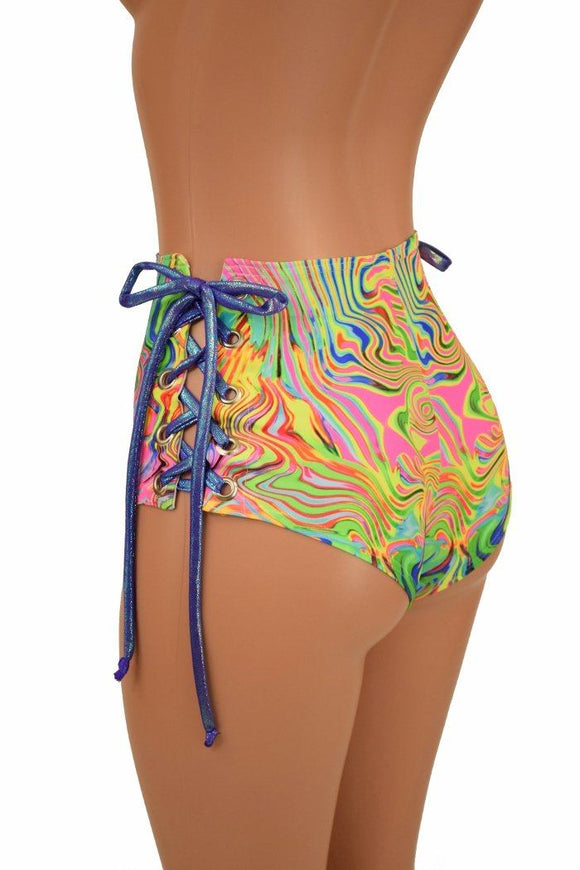 High Waist "Siren" Lace Up Shorts - Coquetry Clothing