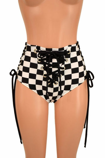 High Waist "Siren" Lace Up Shorts - Coquetry Clothing