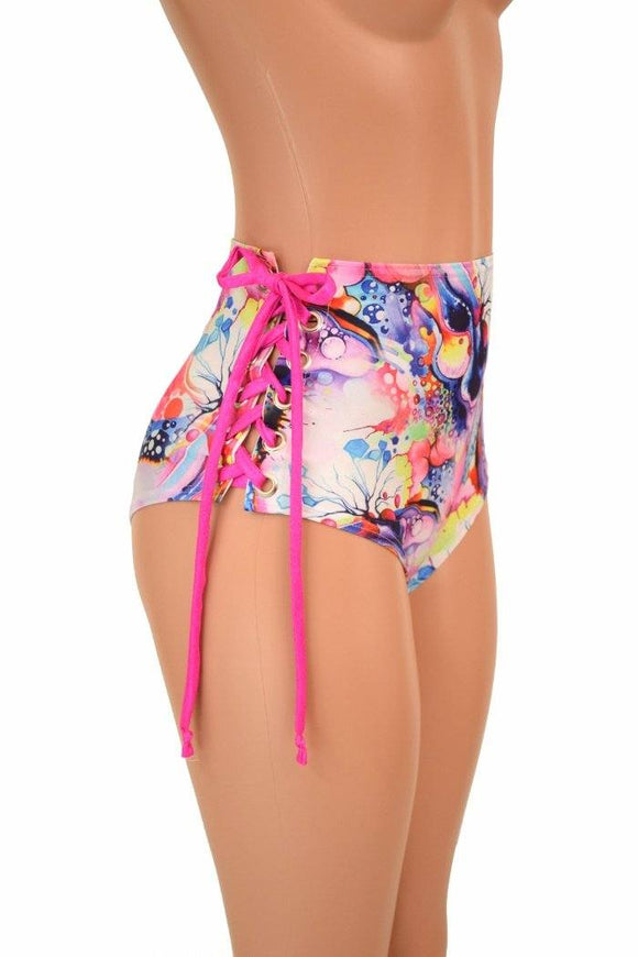 High Waist "Siren" Lace Up Shorts - Coquetry Clothing