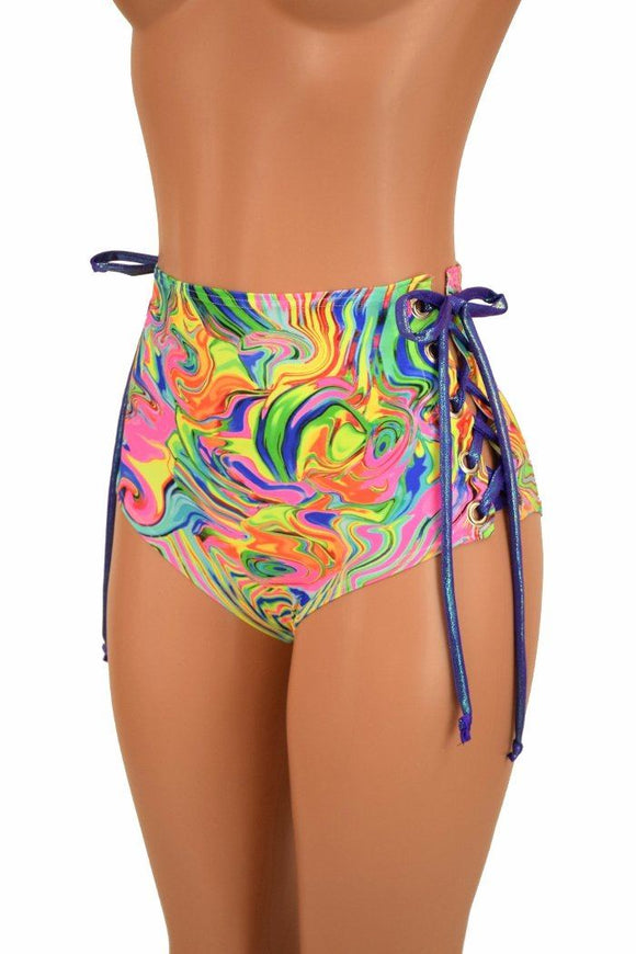 High Waist "Siren" Lace Up Shorts - Coquetry Clothing