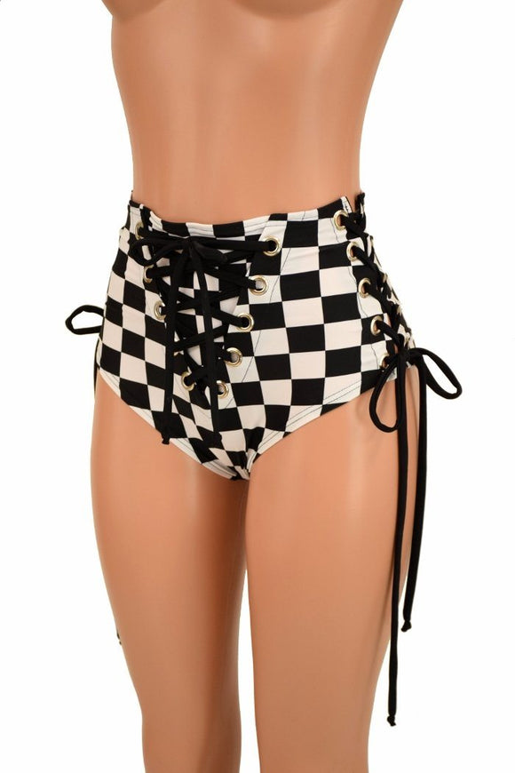 High Waist "Siren" Lace Up Shorts - Coquetry Clothing