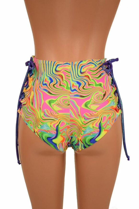 High Waist "Siren" Lace Up Shorts - Coquetry Clothing