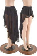 High Waist Siren Shorts with Attached Hi Lo Mesh Overskirt - Coquetry Clothing