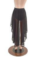 High Waist Siren Shorts with Attached Hi Lo Mesh Overskirt - Coquetry Clothing