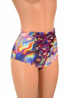 High Waist Siren Shorts with Front Lace - up - Coquetry Clothing