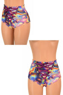 High Waist Siren Shorts with Front Lace - up - Coquetry Clothing