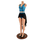 High Waist Siren Shorts with Hi Lo Mesh Overskirt and Midi Length Starlette Bralette - Coquetry Clothing