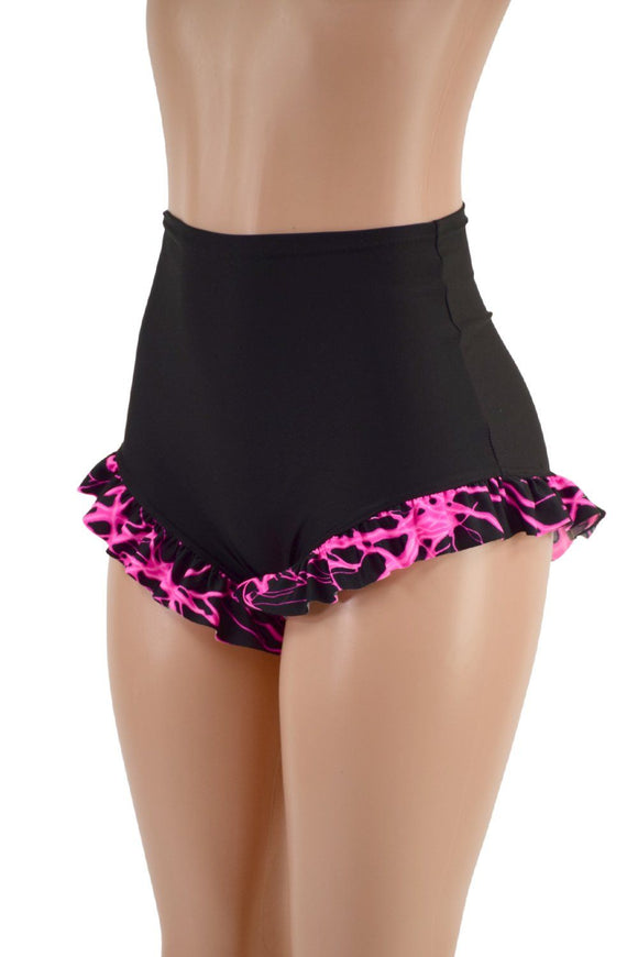 High Waist Siren Shorts with Ruffled Leg - Coquetry Clothing