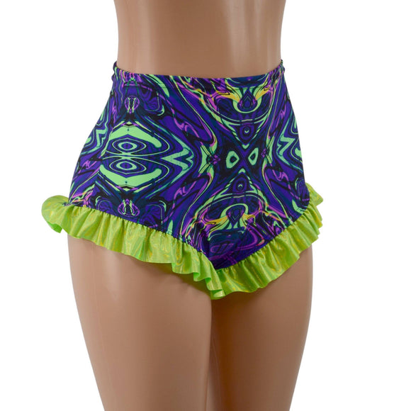 High Waist Siren Shorts with Ruffled Leg - Coquetry Clothing