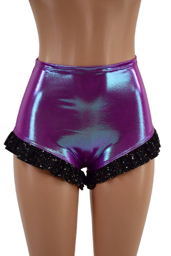 High Waist Siren Shorts with Ruffled Leg - Coquetry Clothing