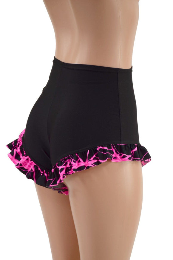 High Waist Siren Shorts with Ruffled Leg - Coquetry Clothing