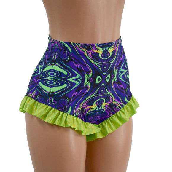 High Waist Siren Shorts with Ruffled Leg - Coquetry Clothing
