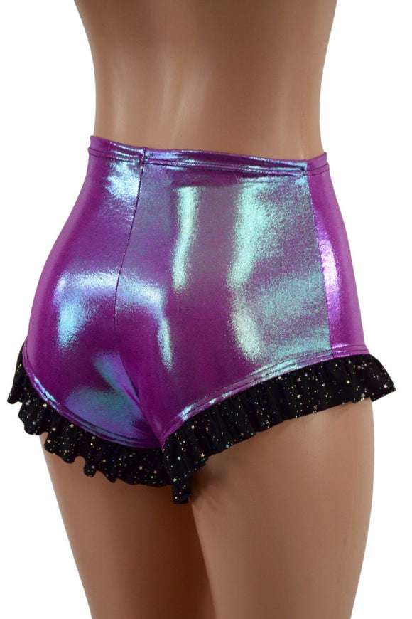 High Waist Siren Shorts with Ruffled Leg - Coquetry Clothing