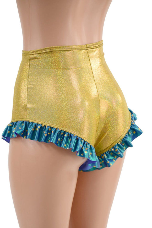 High Waist Siren Shorts with Ruffled Leg - Coquetry Clothing