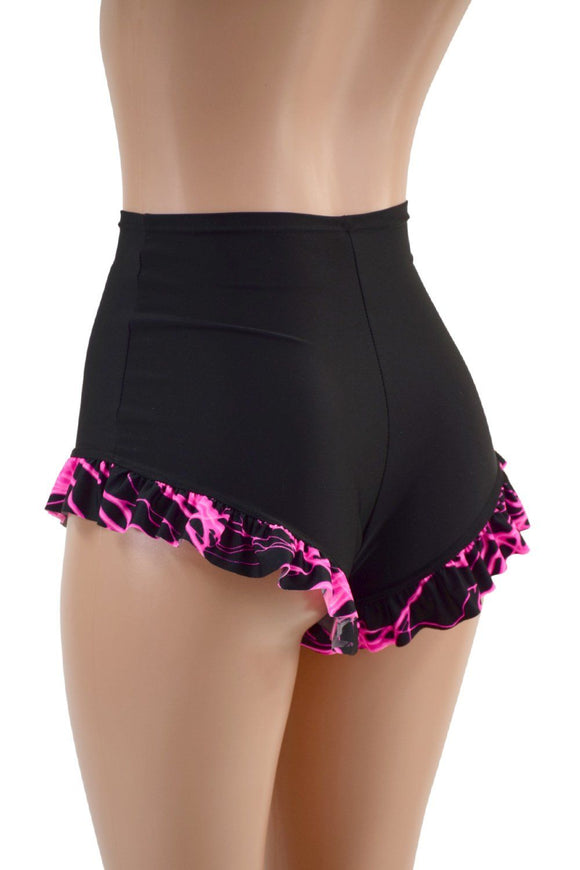 High Waist Siren Shorts with Ruffled Leg - Coquetry Clothing