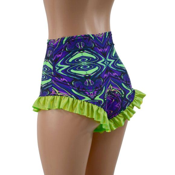 High Waist Siren Shorts with Ruffled Leg - Coquetry Clothing