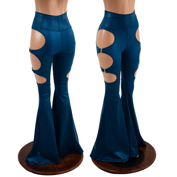High Waist Solar Flares with Triple Cutouts and O - rings - Coquetry Clothing