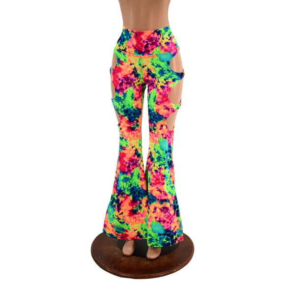 High Waist Solar Flares with Triple Cutouts and O - rings - Coquetry Clothing