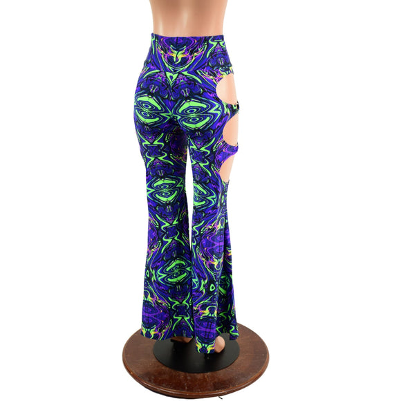High Waist Solar Flares with Triple Cutouts and O - rings - Coquetry Clothing