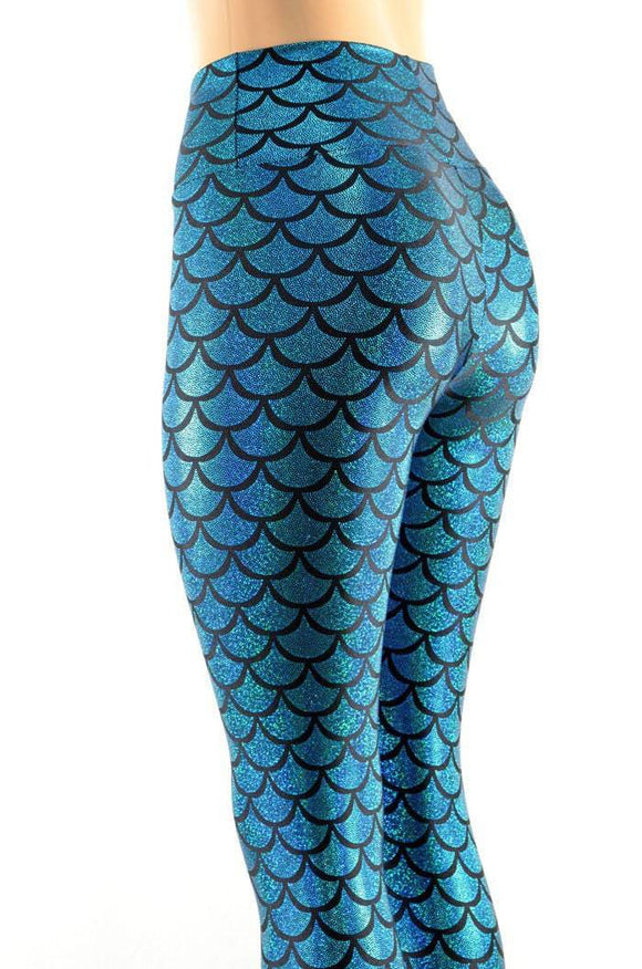 High Waist Turquoise Mermaid Leggings - Coquetry Clothing