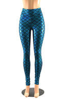 High Waist Turquoise Mermaid Leggings - Coquetry Clothing