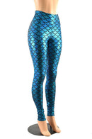 High Waist Turquoise Mermaid Leggings - Coquetry Clothing