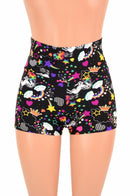 High Waist Unicorns & Rainbows Shorts - Coquetry Clothing