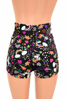 High Waist Unicorns & Rainbows Shorts - Coquetry Clothing