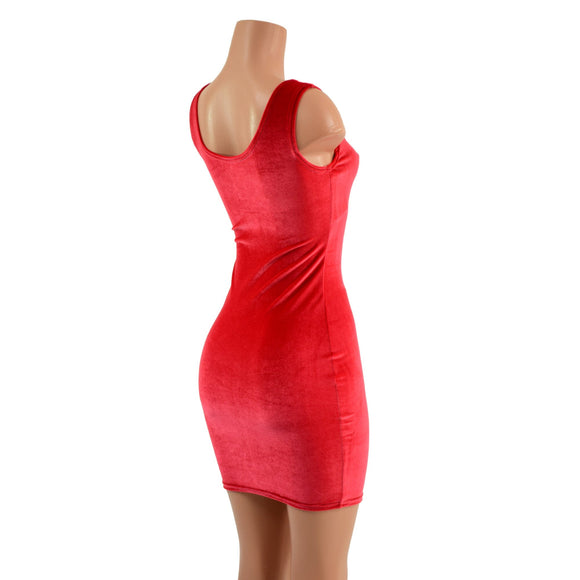 Holly Berry Red Velvet Tank Dress READY to SHIP - Coquetry Clothing
