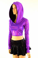 Holographic Long Sleeve Crop Hoodie - Coquetry Clothing