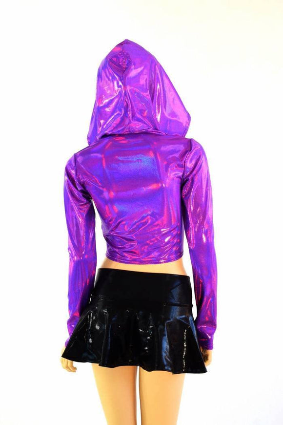 Holographic Long Sleeve Crop Hoodie - Coquetry Clothing