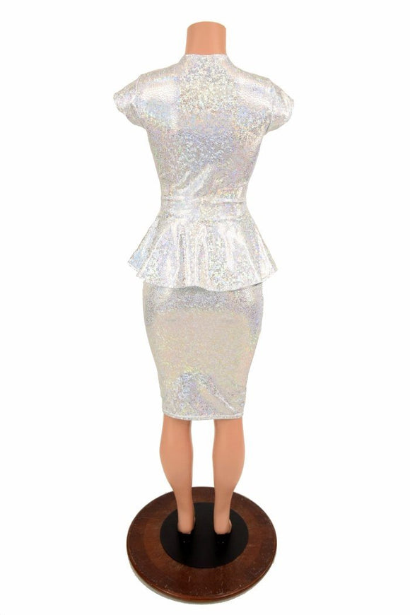 Holographic Peplum Top & Skirt Set - Coquetry Clothing