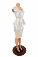 Holographic Peplum Top & Skirt Set - Coquetry Clothing