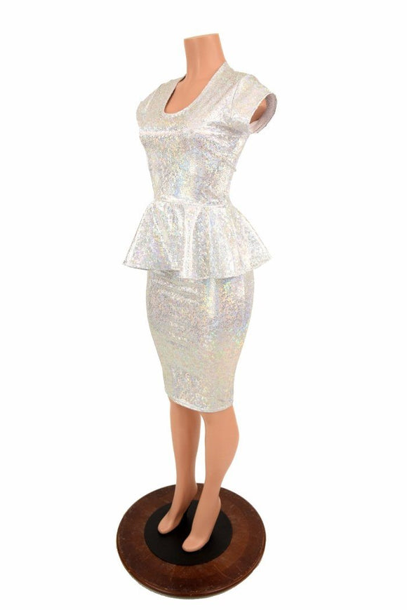 Holographic Peplum Top & Skirt Set - Coquetry Clothing