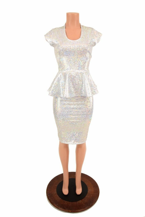 Holographic Peplum Top & Skirt Set - Coquetry Clothing