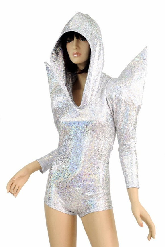Holographic Sharp Shoulder Romper - Coquetry Clothing
