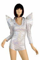 Holographic Sharp Shoulder Romper - Coquetry Clothing
