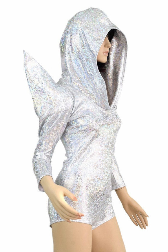 Holographic Sharp Shoulder Romper - Coquetry Clothing