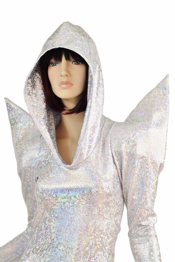 Holographic Sharp Shoulder Romper - Coquetry Clothing