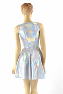 Holographic V Neck Skater Dress - Coquetry Clothing