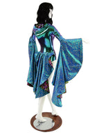 Hooded Laceup Sorceress Sleeve Romper with Tuxedo Back - Coquetry Clothing