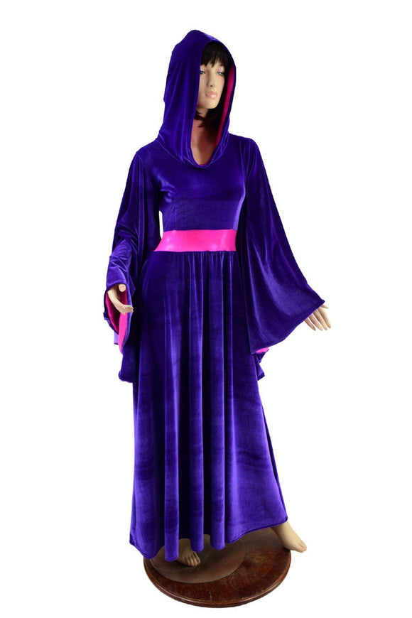 Hooded Melissa Gown with Lined Fan Sleeves - Coquetry Clothing