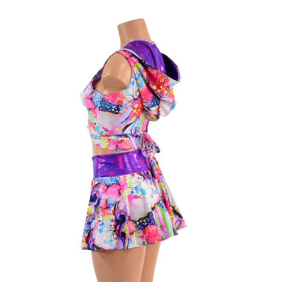 Hooded Wrap & Tie Top and Culotte Set - Coquetry Clothing