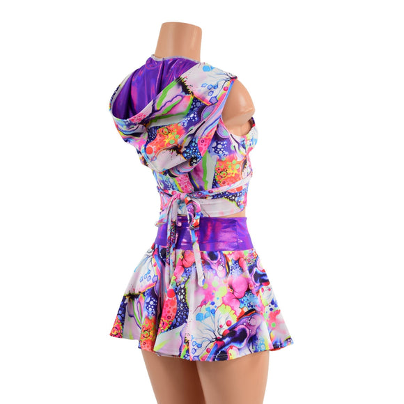 Hooded Wrap & Tie Top and Culotte Set - Coquetry Clothing