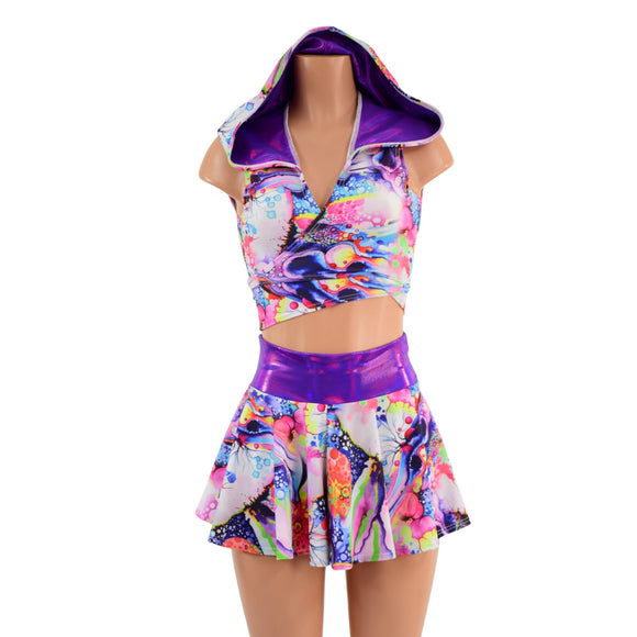 Hooded Wrap & Tie Top and Culotte Set - Coquetry Clothing