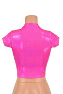 Hot Pink Sparkly Jewel Crop Top - Coquetry Clothing