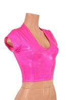 Hot Pink Sparkly Jewel Crop Top - Coquetry Clothing