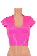 Hot Pink Sparkly Jewel Crop Top - 2