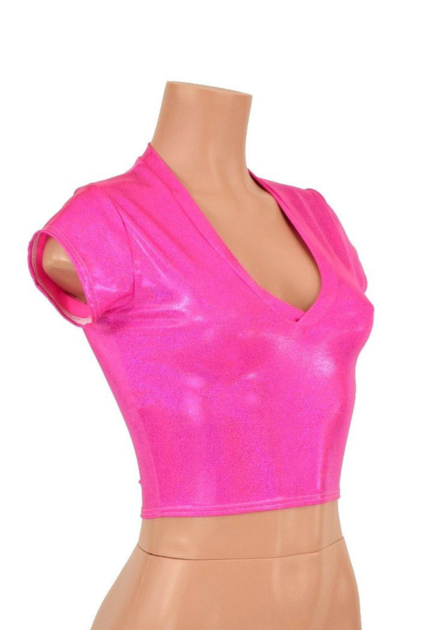 Hot Pink Sparkly Jewel Crop Top - 3