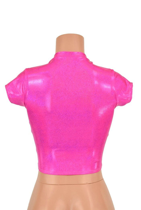 Hot Pink Sparkly Jewel Crop Top - 4
